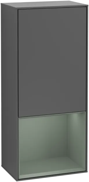 Bild von VILLEROY BOCH Finion Seitenschrank, mit Beleuchtung, 1 Tür, 418 x 936 x 270 mm, Anthracite Matt Lacquer / Olive Matt Lacquer #F550GMGK