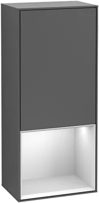 Bild von VILLEROY BOCH Finion Seitenschrank, mit Beleuchtung, 1 Tür, 418 x 936 x 270 mm, Silk Grey Matt Lacquer / Black Matt Lacquer #G550PDHJ
