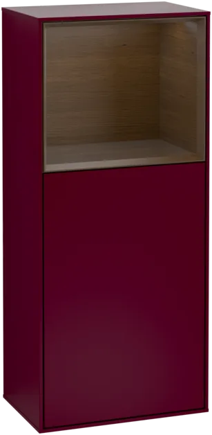 VILLEROY BOCH Finion Side cabinet, with lighting, 1 door, 418 x 936 x 270 mm, Peony Matt Lacquer / Walnut Veneer #F510GNHB resmi