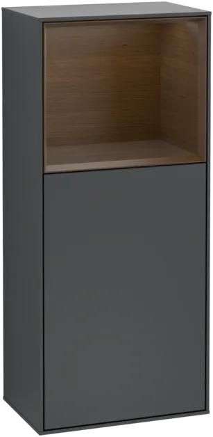 VILLEROY BOCH Finion Side cabinet, with lighting, 1 door, 418 x 936 x 270 mm, Midnight Blue Matt Lacquer / Walnut Veneer #F510GNHG resmi