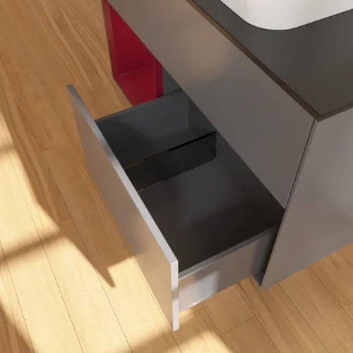 Bild von VILLEROY BOCH Finion Waschbeckenunterschrank, mit Beleuchtung, 2 Auszüge, 1000 x 603 x 501 mm, Anthracite Matt Lacquer / Peony Matt Lacquer / Glass Black Matt #F652HBGK