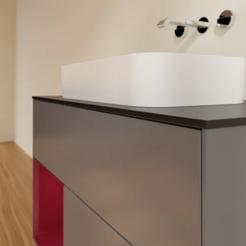 Bild von VILLEROY BOCH Finion Waschbeckenunterschrank, mit Beleuchtung, 2 Auszüge, 1000 x 603 x 501 mm, Anthracite Matt Lacquer / Peony Matt Lacquer / Glass Black Matt #F652HBGK