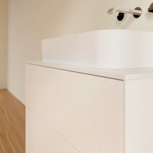 VILLEROY BOCH Finion Waschbeckenunterschrank, 2 Auszüge, 800 x 603 x 501 mm, White Matt Lacquer / Glass White Matt #F63100MT, Bild 5