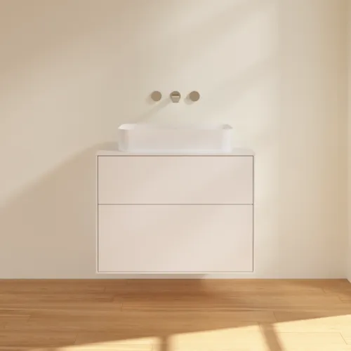 VILLEROY BOCH Finion Waschbeckenunterschrank, 2 Auszüge, 800 x 603 x 501 mm, White Matt Lacquer / Glass White Matt #F63100MT, Bild 3