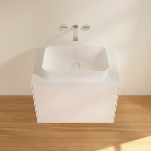 VILLEROY BOCH Finion Waschbeckenunterschrank, 2 Auszüge, 800 x 603 x 501 mm, White Matt Lacquer / Glass White Matt #F63100MT, Bild 4