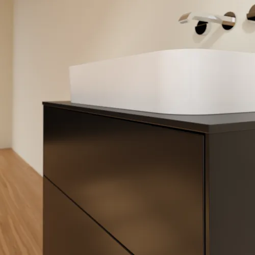 Bild von VILLEROY BOCH Finion Waschbeckenunterschrank, 2 Auszüge, 800 x 603 x 501 mm, Black Matt Lacquer / Glass Black Matt #F63200PD