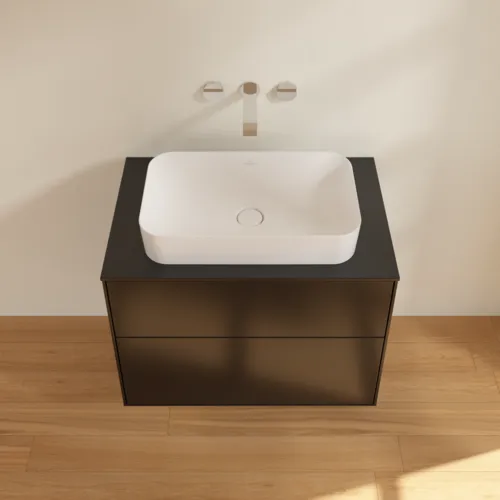Bild von VILLEROY BOCH Finion Waschbeckenunterschrank, 2 Auszüge, 800 x 603 x 501 mm, Black Matt Lacquer / Glass Black Matt #F63200PD