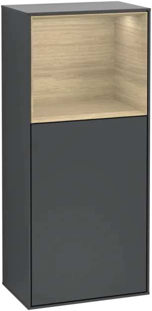 VILLEROY BOCH Finion Side cabinet, with lighting, 1 door, 418 x 936 x 270 mm, Midnight Blue Matt Lacquer / Oak Veneer #F500PCHG resmi