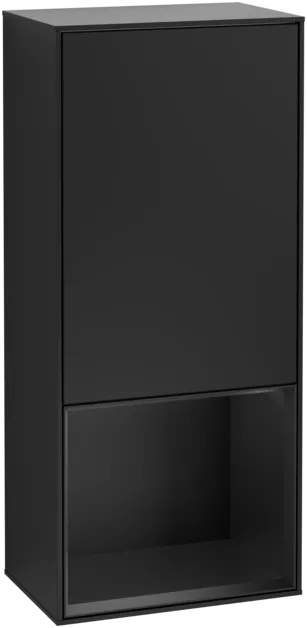 VILLEROY BOCH Finion Side cabinet, with lighting, 1 door, 418 x 936 x 270 mm, Black Matt Lacquer / Black Matt Lacquer #F540PDPD resmi