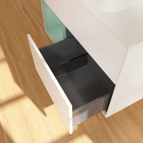 Bild von VILLEROY BOCH Finion Waschbeckenunterschrank, mit Beleuchtung, 2 Auszüge, 1000 x 603 x 501 mm, White Matt Lacquer / Olive Matt Lacquer / Glass White Matt #F651GMMT