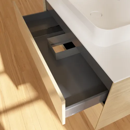 VILLEROY BOCH Finion Waschbeckenunterschrank, 2 Auszüge, 1000 x 603 x 501 mm, Oak Veneer / Glass White Matt #F64100PC, Bild 7