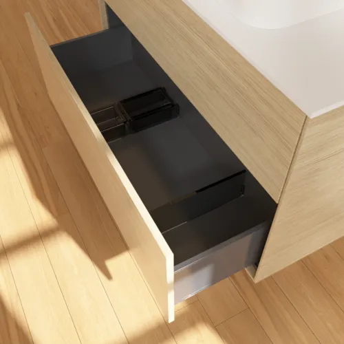 VILLEROY BOCH Finion Waschbeckenunterschrank, 2 Auszüge, 1000 x 603 x 501 mm, Oak Veneer / Glass White Matt #F64100PC, Bild 6