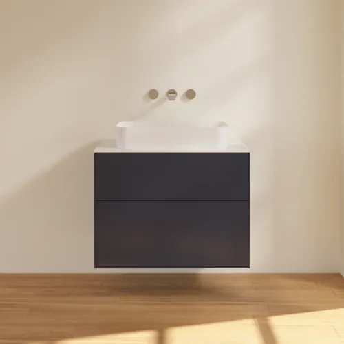 Bild von VILLEROY BOCH Finion Waschbeckenunterschrank, 2 Auszüge, 800 x 603 x 501 mm, Midnight Blue Matt Lacquer / Glass White Matt #F63100HG