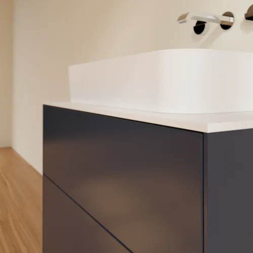 Bild von VILLEROY BOCH Finion Waschbeckenunterschrank, 2 Auszüge, 800 x 603 x 501 mm, Midnight Blue Matt Lacquer / Glass White Matt #F63100HG