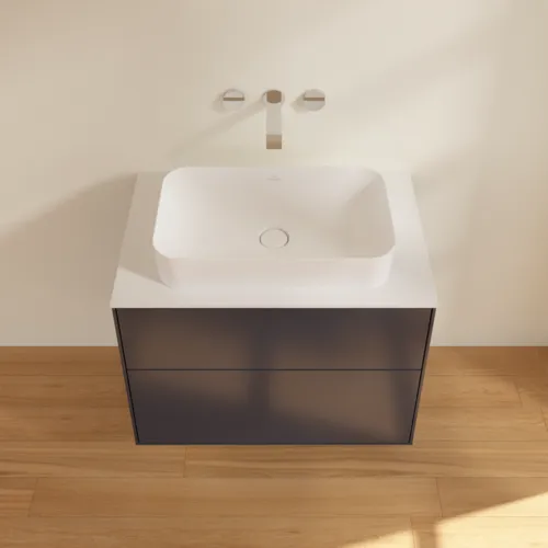 Bild von VILLEROY BOCH Finion Waschbeckenunterschrank, 2 Auszüge, 800 x 603 x 501 mm, Midnight Blue Matt Lacquer / Glass White Matt #F63100HG