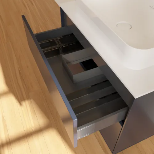 Bild von VILLEROY BOCH Finion Waschbeckenunterschrank, 2 Auszüge, 800 x 603 x 501 mm, Midnight Blue Matt Lacquer / Glass White Matt #F63100HG