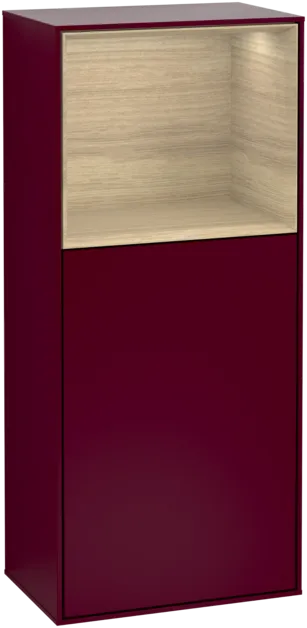 Bild von VILLEROY BOCH Finion Seitenschrank, mit Beleuchtung, 1 Tür, 418 x 936 x 270 mm, Peony Matt Lacquer / Oak Veneer #F510PCHB