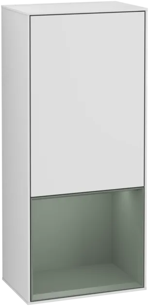 Bild von VILLEROY BOCH Finion Seitenschrank, mit Beleuchtung, 1 Tür, 418 x 936 x 270 mm, White Matt Lacquer / Olive Matt Lacquer #F550GMMT