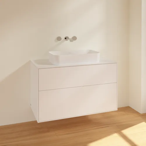 VILLEROY BOCH Finion Waschbeckenunterschrank, 2 Auszüge, 1000 x 603 x 501 mm, White Matt Lacquer / Glass White Matt #F64100MT, Bild 2