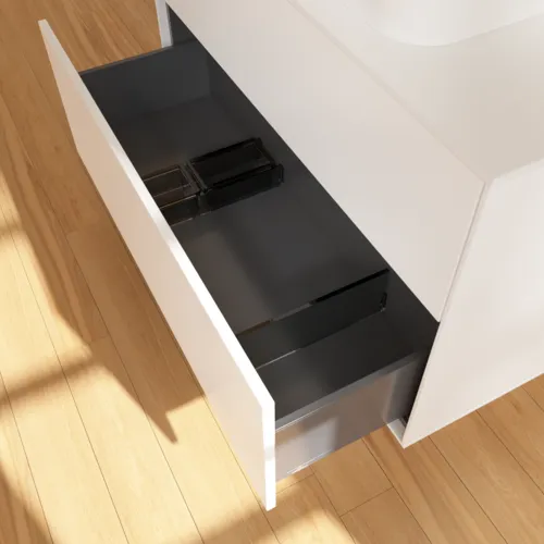 VILLEROY BOCH Finion Waschbeckenunterschrank, 2 Auszüge, 1000 x 603 x 501 mm, White Matt Lacquer / Glass White Matt #F64100MT, Bild 6
