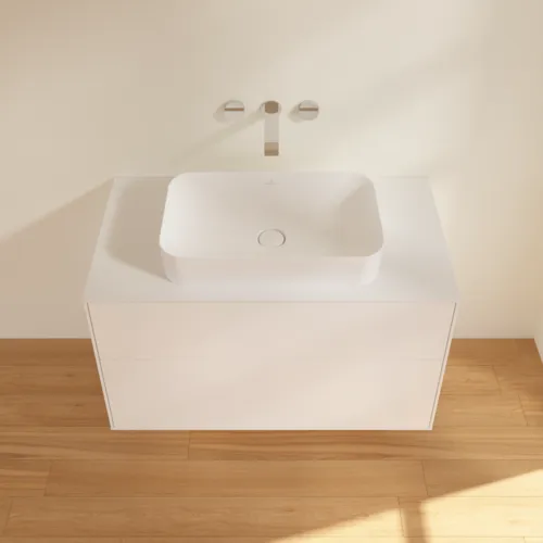 VILLEROY BOCH Finion Waschbeckenunterschrank, 2 Auszüge, 1000 x 603 x 501 mm, White Matt Lacquer / Glass White Matt #F64100MT, Bild 4