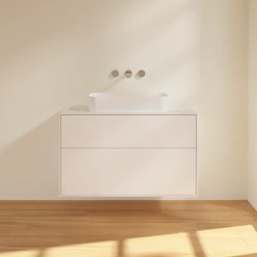 VILLEROY BOCH Finion Waschbeckenunterschrank, 2 Auszüge, 1000 x 603 x 501 mm, White Matt Lacquer / Glass White Matt #F64100MT, Bild 3