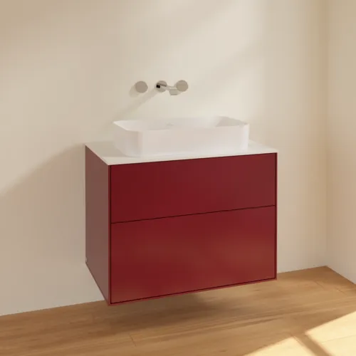 Bild von VILLEROY BOCH Finion Waschbeckenunterschrank, 2 Auszüge, 800 x 603 x 501 mm, Peony Matt Lacquer / Glass White Matt #F63100HB