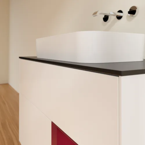 VILLEROY BOCH Finion Waschbeckenunterschrank, mit Beleuchtung, 2 Auszüge, 1000 x 603 x 501 mm, White Matt Lacquer / Peony Matt Lacquer / Glass Black Matt #F662HBMT, Bild 6