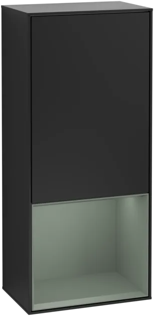Bild von VILLEROY BOCH Finion Seitenschrank, mit Beleuchtung, 1 Tür, 418 x 936 x 270 mm, Black Matt Lacquer / Olive Matt Lacquer #F550GMPD
