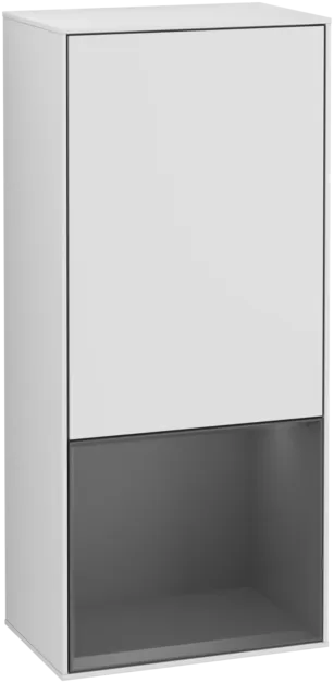 Bild von VILLEROY BOCH Finion Seitenschrank, mit Beleuchtung, 1 Tür, 418 x 936 x 270 mm, White Matt Lacquer / Anthracite Matt Lacquer #F550GKMT
