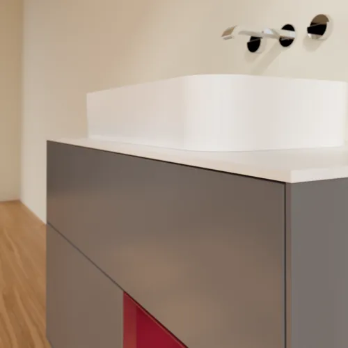 Bild von VILLEROY BOCH Finion Waschbeckenunterschrank, mit Beleuchtung, 2 Auszüge, 1000 x 603 x 501 mm, Anthracite Matt Lacquer / Peony Matt Lacquer / Glass White Matt #F661HBGK