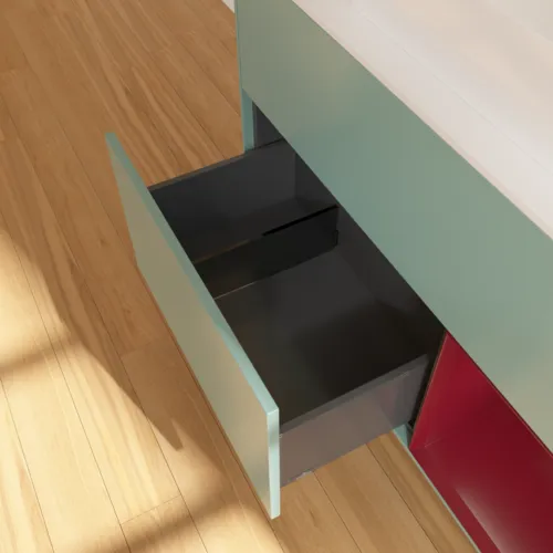 Bild von VILLEROY BOCH Finion Waschbeckenunterschrank, mit Beleuchtung, 2 Auszüge, 1000 x 603 x 501 mm, Olive Matt Lacquer / Peony Matt Lacquer / Glass White Matt #F661HBGM