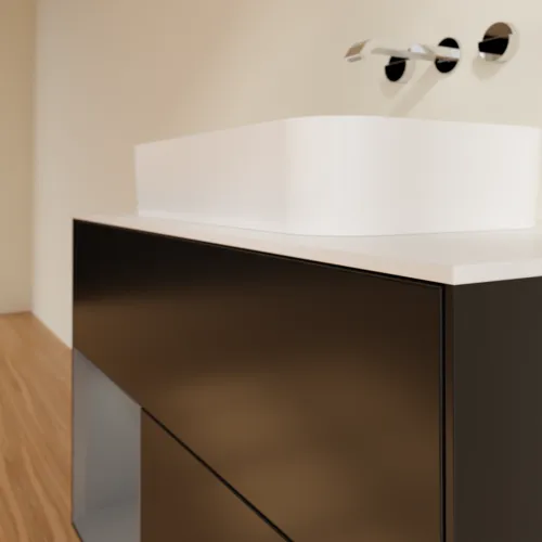 Bild von VILLEROY BOCH Finion Waschbeckenunterschrank, mit Beleuchtung, 2 Auszüge, 1000 x 603 x 501 mm, Black Matt Lacquer / Anthracite Matt Lacquer / Glass White Matt #F651GKPD