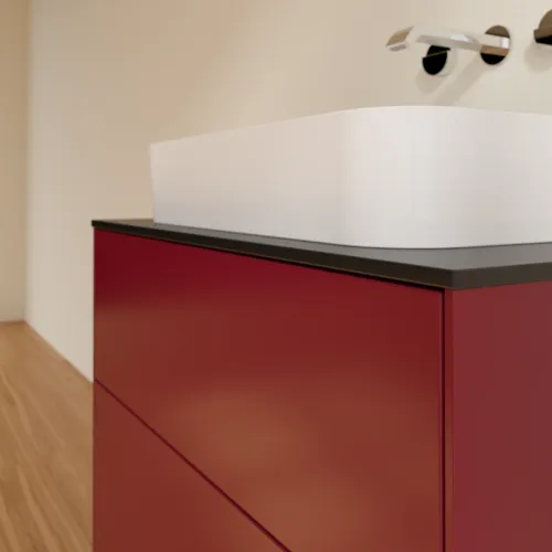 VILLEROY BOCH Finion Waschbeckenunterschrank, 2 Auszüge, 800 x 603 x 501 mm, Peony Matt Lacquer / Glass Black Matt #F63200HB, Bild 5