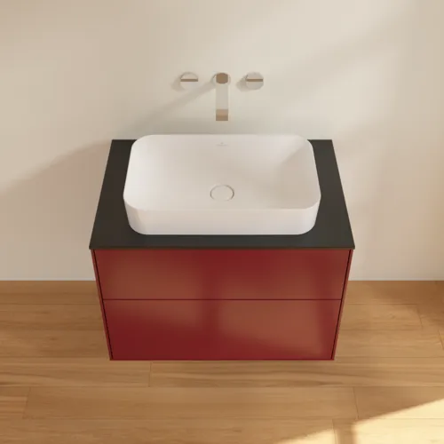 VILLEROY BOCH Finion Waschbeckenunterschrank, 2 Auszüge, 800 x 603 x 501 mm, Peony Matt Lacquer / Glass Black Matt #F63200HB, Bild 4