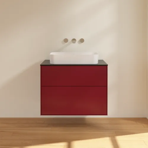 VILLEROY BOCH Finion Waschbeckenunterschrank, 2 Auszüge, 800 x 603 x 501 mm, Peony Matt Lacquer / Glass Black Matt #F63200HB, Bild 3