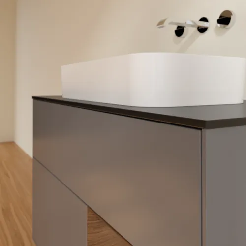VILLEROY BOCH Finion Waschbeckenunterschrank, mit Beleuchtung, 2 Auszüge, 1000 x 603 x 501 mm, Anthracite Matt Lacquer / Walnut Veneer / Glass Black Matt #F662GNGK, Bild 6