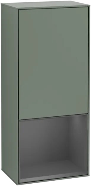 Obrázek VILLEROY BOCH Boční skříňka Finion, s osvětlením, 1 dveře, 418 x 936 x 270 mm, olivový matný lak / antracitový matný lak #F540GKGM
