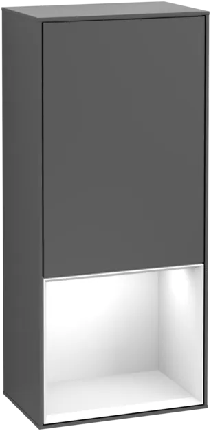Bild von VILLEROY BOCH Finion Seitenschrank, mit Beleuchtung, 1 Tür, 418 x 936 x 270 mm, Anthracite Matt Lacquer / Glossy White Lacquer #F550GFGK