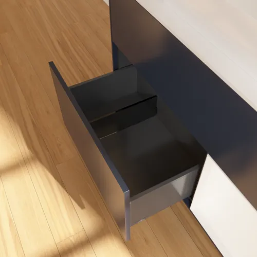 Bild von VILLEROY BOCH Finion Waschbeckenunterschrank, mit Beleuchtung, 2 Auszüge, 1000 x 603 x 501 mm, Midnight Blue Matt Lacquer / White Matt Lacquer / Glass White Matt #F661MTHG