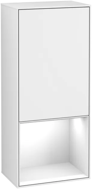 Зображення з  VILLEROY BOCH Finion Side cabinet, with lighting, 1 door, 418 x 936 x 270 mm, Glossy White Lacquer / Glossy White Lacquer #F550GFGF