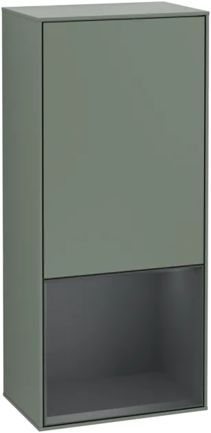 Obrázek VILLEROY BOCH Boční skříňka Finion, s osvětlením, 1 dveře, 418 x 936 x 270 mm, olivový matný lak / půlnoční modrý matný lak #F550HGGM