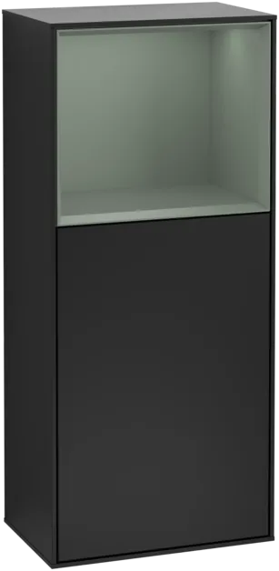 εικόνα του VILLEROY BOCH Finion Side cabinet, with lighting, 1 door, 418 x 936 x 270 mm, Black Matt Lacquer / Olive Matt Lacquer #F510GMPD