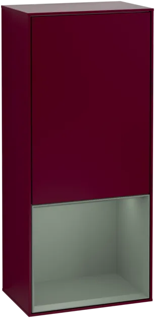Obrázek VILLEROY BOCH Boční skříňka Finion, s osvětlením, 1 dvířka, 418 x 936 x 270 mm, matný lak Peony / matný lak Olive #F540GMHB