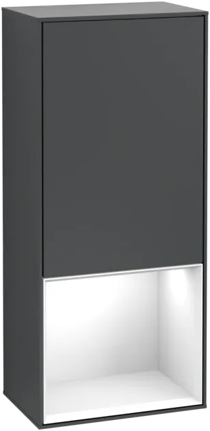 Obrázek VILLEROY BOCH Boční skříňka Finion, s osvětlením, 1 dvířka, 418 x 936 x 270 mm, matný lak Midnight Blue / lesklý bílý lak #F550GFHG