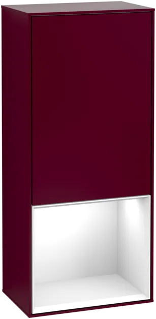 Bild von VILLEROY BOCH Finion Seitenschrank, mit Beleuchtung, 1 Tür, 418 x 936 x 270 mm, Peony Matt Lacquer / Glossy White Lacquer #F550GFHB