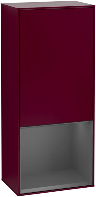 Bild von VILLEROY BOCH Finion Seitenschrank, mit Beleuchtung, 1 Tür, 418 x 936 x 270 mm, Peony Matt Lacquer / Anthracite Matt Lacquer #F540GKHB