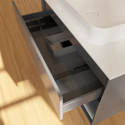 VILLEROY BOCH Finion Waschbeckenunterschrank, mit Beleuchtung, 2 Auszüge, 1000 x 603 x 501 mm, Anthracite Matt Lacquer / Midnight Blue Matt Lacquer / Glass White Matt #F661HGGK, Bild 8
