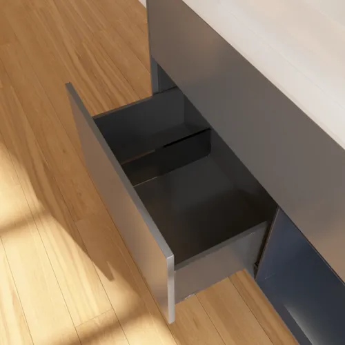 VILLEROY BOCH Finion Waschbeckenunterschrank, mit Beleuchtung, 2 Auszüge, 1000 x 603 x 501 mm, Anthracite Matt Lacquer / Midnight Blue Matt Lacquer / Glass White Matt #F661HGGK, Bild 7