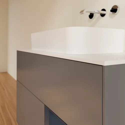 VILLEROY BOCH Finion Waschbeckenunterschrank, mit Beleuchtung, 2 Auszüge, 1000 x 603 x 501 mm, Anthracite Matt Lacquer / Midnight Blue Matt Lacquer / Glass White Matt #F661HGGK, Bild 6